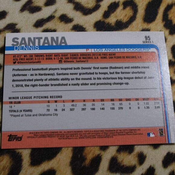 Dennis Santana U-95 Baseball Card - Picture 2 of 2